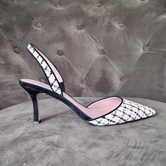 Ann Taylor Tweed and Suede Slingback Pumps - Picture 4 of 10